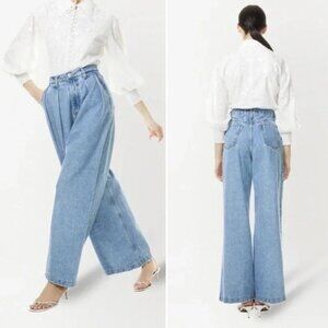 Alice + Olivia Wide Leg High Rise Kate Deep Pleat Jeans size 28 Not Your Wash